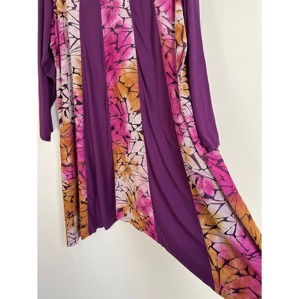 LOGO Lori Goldstein Pieced Jacquard Dress 1X Plus Size Flowy Baggy Asymmetric - Picture 9 of 16